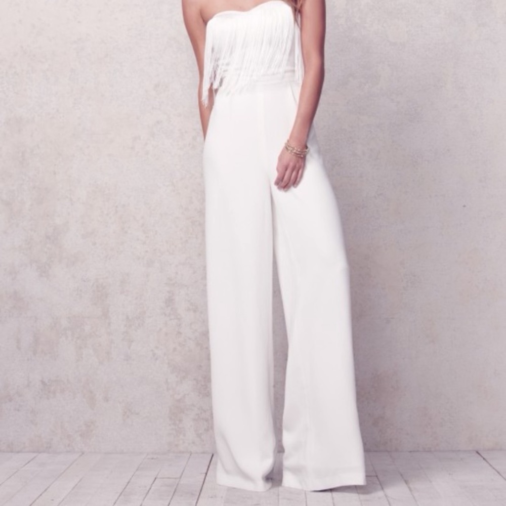 Jessica Simpson ‘Lizbeth’  White Fringe Jumpsuit